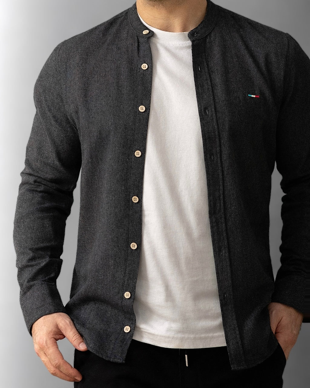 KOSZULA MĘSKA CZARNA SLIM FIT GRAMATUROWA BAWEŁNA LEN CASUAL ROZMIARY M-XXL