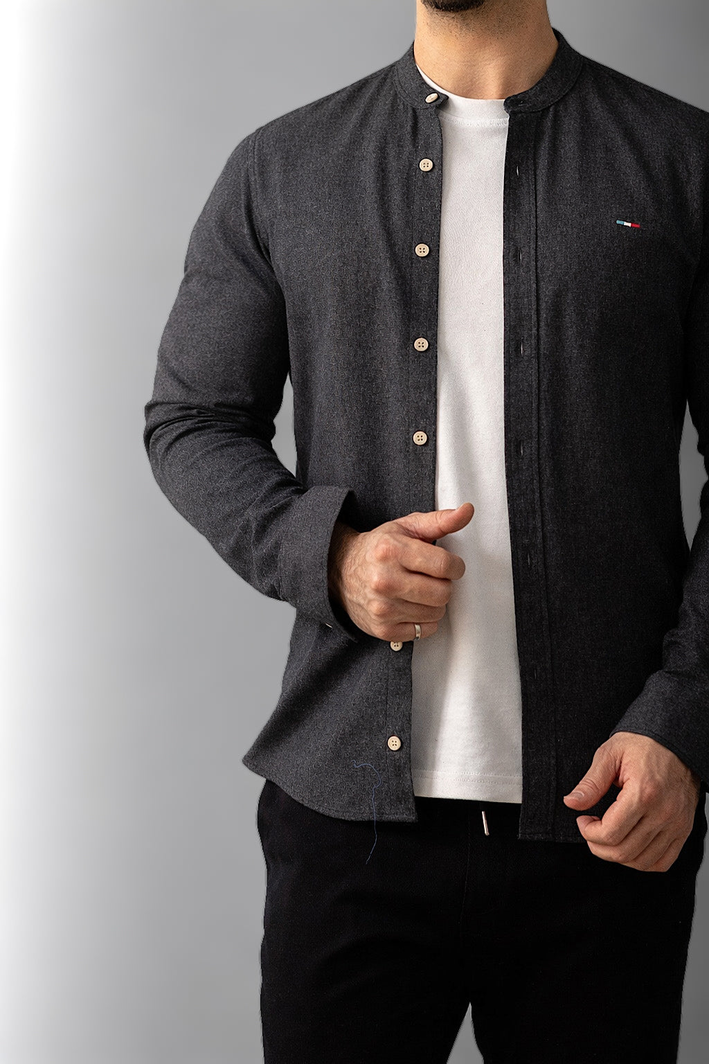 KOSZULA MĘSKA CZARNA SLIM FIT GRAMATUROWA BAWEŁNA LEN CASUAL ROZMIARY M-XXL