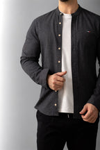 KOSZULA MĘSKA CZARNA SLIM FIT GRAMATUROWA BAWEŁNA LEN CASUAL ROZMIARY M-XXL