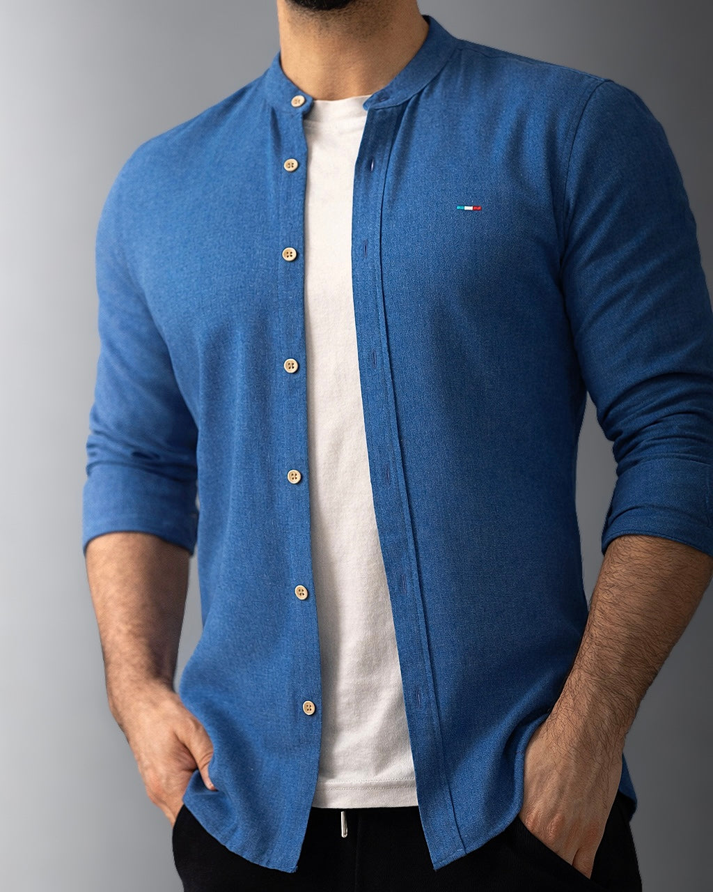 KOSZULA MĘSKA SLIM FIT NIEBIESKA CASUAL LETNIA M-2XL
