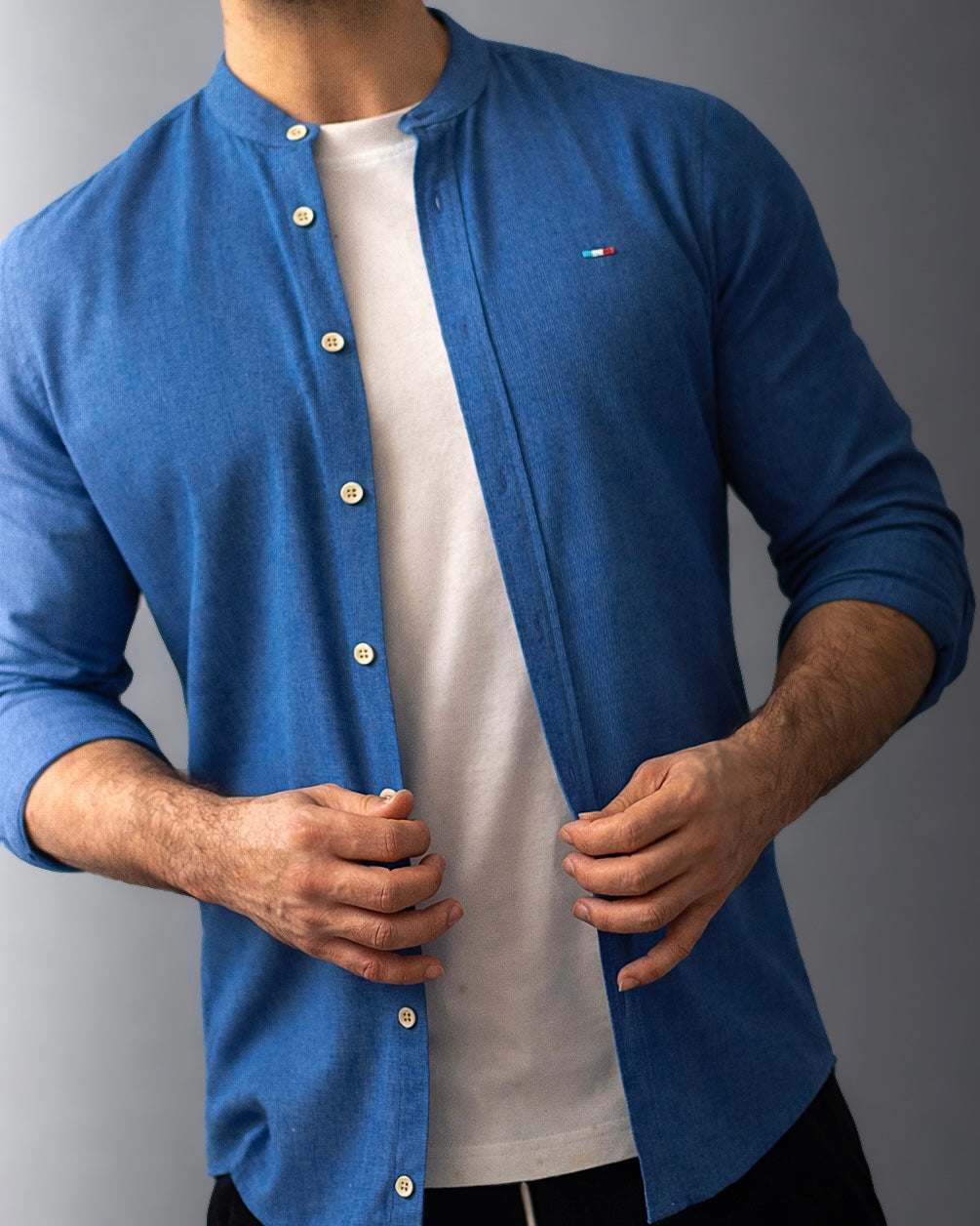KOSZULA MĘSKA SLIM FIT NIEBIESKA CASUAL LETNIA M-2XL
