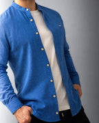KOSZULA MĘSKA SLIM FIT NIEBIESKA CASUAL LETNIA M-2XL
